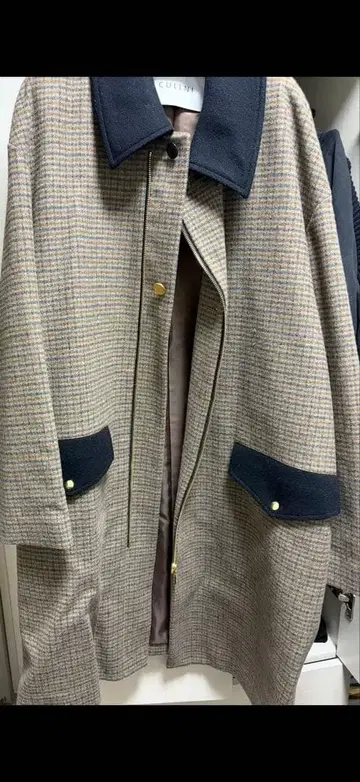 CULLNI 체크 무늬 체스터 코트