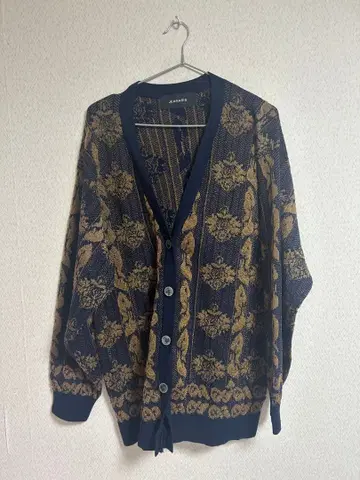 JEANASIS 네이비 골드 꽃무늬 니트 가디건