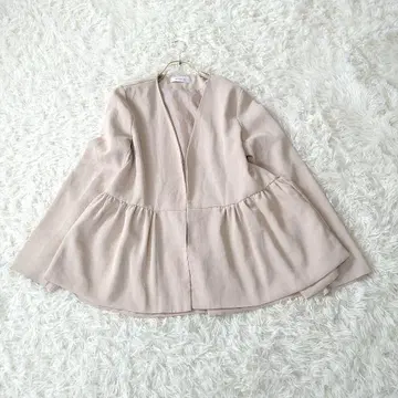H.TOKYO 노카라 자켓 페플럼 플레어 베이지 M