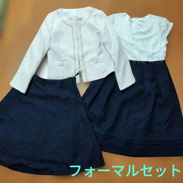 화이트 자켓 네이비 스커트 3종 세트