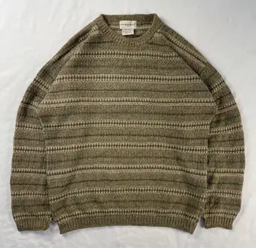 빈티지 구제 의류 미국제 90s 입체 에스닉 보더 총 패턴 디자인 니트