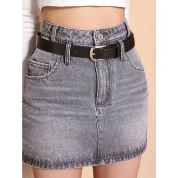 다리치 더블 허리 데님 미니 스커트