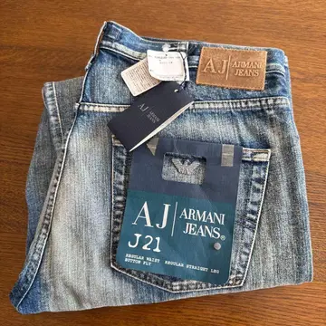 EMPORIO ARMANI Jeans 스트레이트 데님 34 가죽 라벨