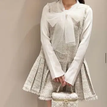 SNIDEL V넥 트위드 점프수트 원피스