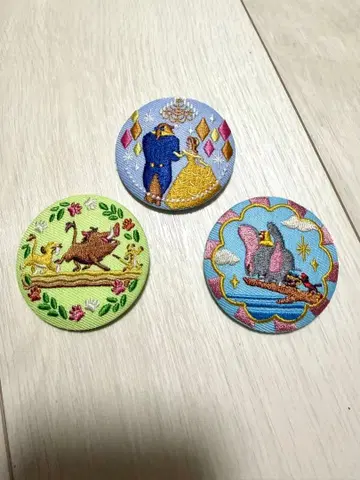 Disney 자수 캔뱃지 비스킷 3종