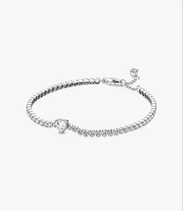 Pandora 스파클링 하트 테니스 팔찌