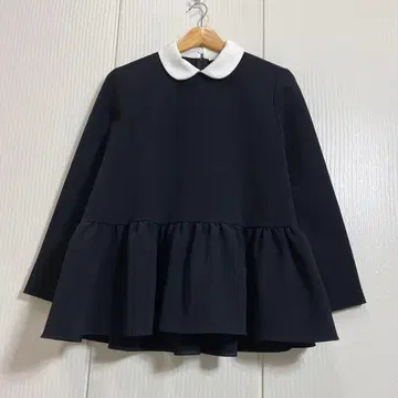 yori 요리 라운드 컬러 드레스 블라우스 블랙 스트레치