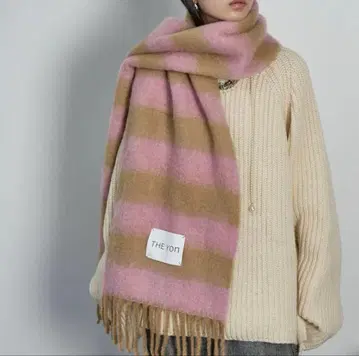 THE YON 스트라이프 머플러 핑크/브라운