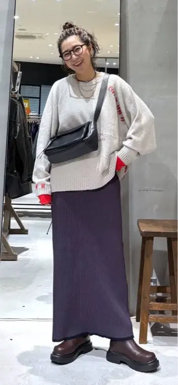 새상품 niko and - 니코앤드 모듬 리브 니트 스커트 L