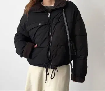 배색 퍼 숏 블루종