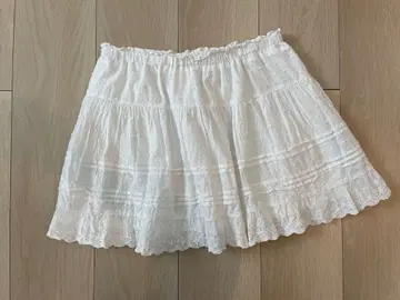 TINA : JOJUN 밑단 레이스 개더 미니 스커트