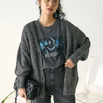 프릭스스토어 라메 로우 게이지 2WAY 가디건/라메 니트 V넥