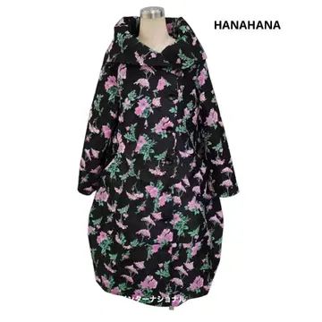 새상품 HANAHANA 엘레강트 올 패턴 꽃무늬 롱 코트 블랙 완판템