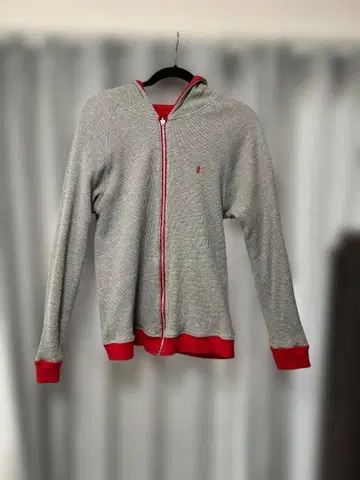 써멀 리버서블 후드티 레드 그레이