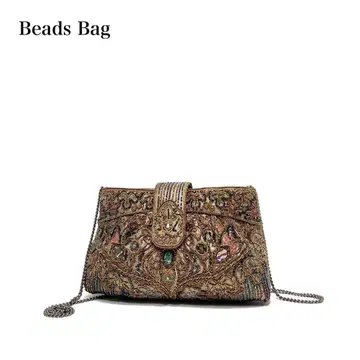 [ 새상품급 ] 비즈 자수/비쥬/올 패턴/체인 숄더백 비즈 백