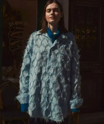 seyto 시스루 자카드 프린지 셔츠