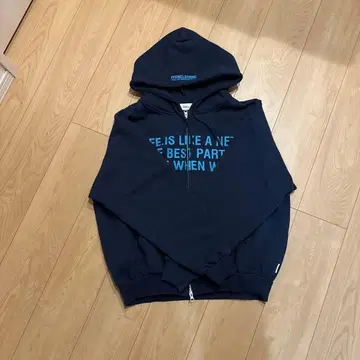 후드티 속기모 더블 지퍼 프린트