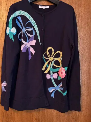 LEONARD 리본 긴팔 가디건