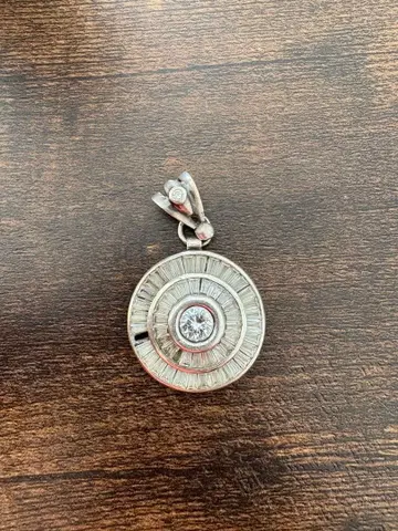 925 실버 원형 펜던트 크리스탈 포함