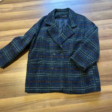 체크 무늬 울 혼방 자켓