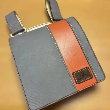 가죽 허리 파우치 오렌지 x 카모플라쥬 그레이