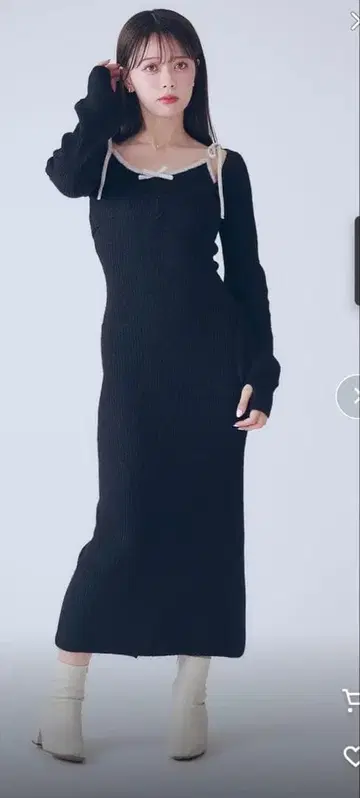 [ 새상품 택 포함 ] fupel 바이컬러 앙상블 니트 롱 원피스