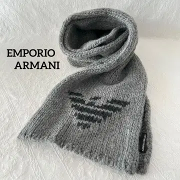 EMPORIO ARMANI 엠포리오 아르마니 머플러 빅 로고 그레이
