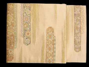 순수 실크 작은 보상화 문양 후쿠로 오비 일본 이름 꿀색