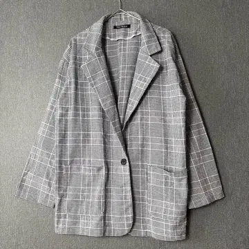 SPRAY PREMIUM 테일러드 자켓 그레이 체크 무늬 얇은 소재