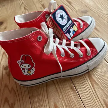 새상품 컨버스 올스타 마이멜로디 콜라보 빨간색 24.5 하이컷