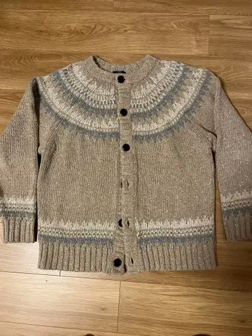 노르딕 무늬 베이지 니트 가디건 M 사이즈