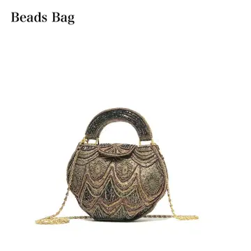 [ 새상품급 ] 비즈 자수/골드 체인/2way/핸드백 숄더백