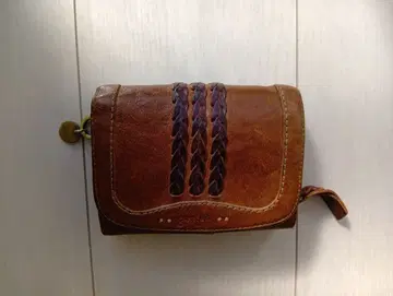 Genten 브라운 가죽 3단 접이식 지갑