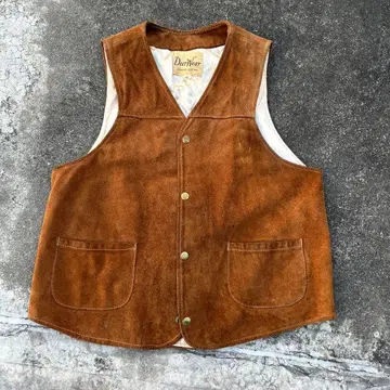 DeerWear 천연 가죽 베스트 사이즈 42 브라운