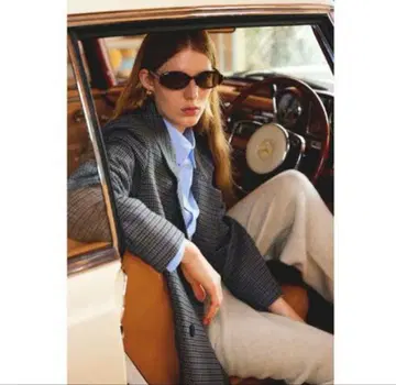 moussy 마우지 체크 무늬 더블 버튼 자켓