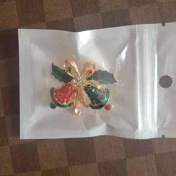 크리스마스 리본 벨 브로치