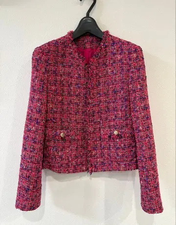 [컨디션 최상] ANAYI 네온 트위드 노카라 자켓 38