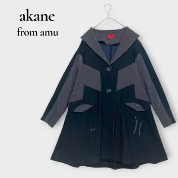 akane 아뮤 배색 패치워크 롱 자켓 M-L 네이비