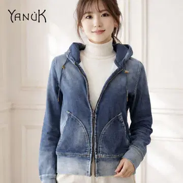 야누크 YANUK 데님 자켓 후드티 S 인디고 일본제