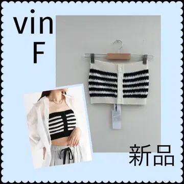 Vin 뱅 크로셰 스타일 보더 뷔스티에 니트 뷔스티에