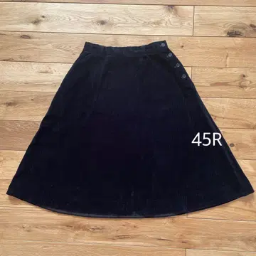 45R 네이비 코듀로이 플레어 스커트