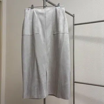 택 포함 라이트 그레이 타이트 스커트 미디 기장 M