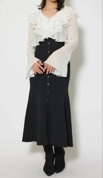 rienda 가디건 세트 니트 머메이드 원피스