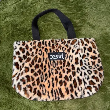 X-girl 레오파드 무늬 퍼 토트백 레오파드 무늬 미니 토트