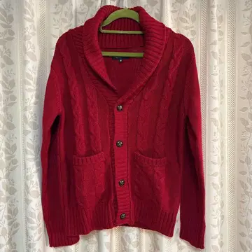 Spiral News 빨간색 케이블 짜임 니트 M