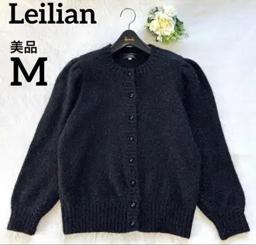세일 새상품급 레리안 울 라메 퍼프 슬리브 니트 가디건 일본제