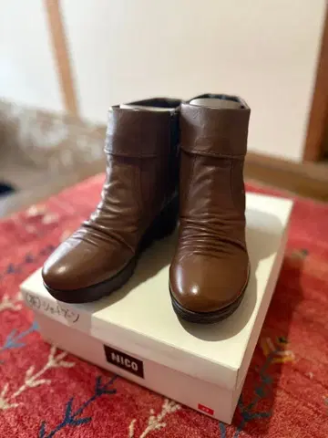 NICO 브라운 천연 가죽 부티 23.0cm [ 미사용 ]