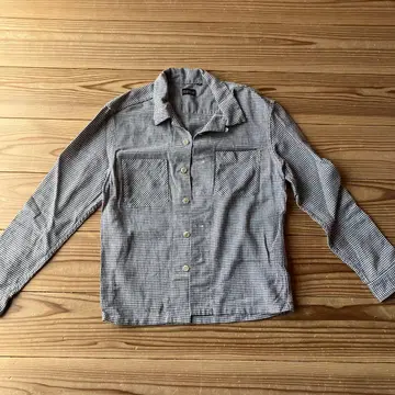 FLAT HEAD 오픈 카라 하운드투스 체크 패턴 긴팔 셔츠 M