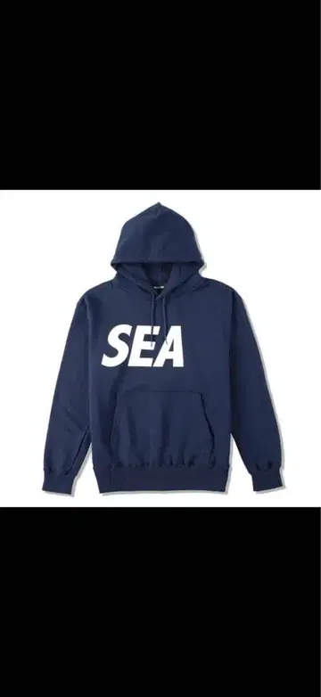 WIND AND SEA 로고 네이비 후드티