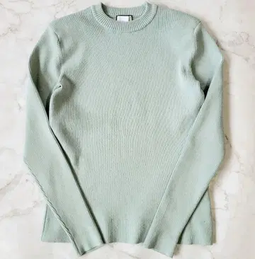 세븐텐 리브 편직 긴팔 스웨터 민트 그린